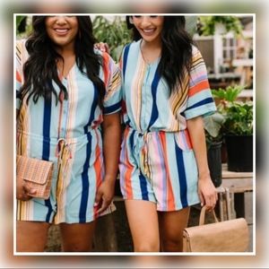 David & Dani Striped Romper 2X